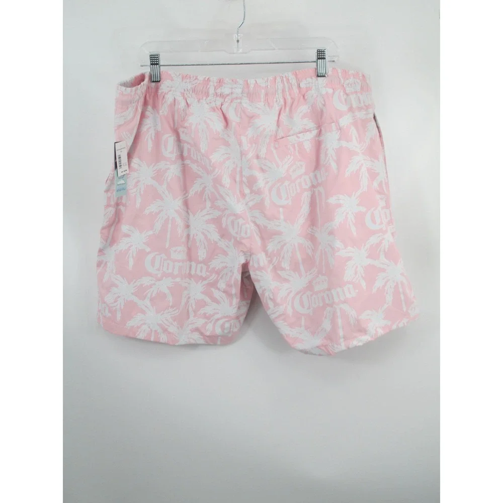 Corona Mens XXL Pink Color Change Tropical Palm Tree Swim Trunks Shorts NWT